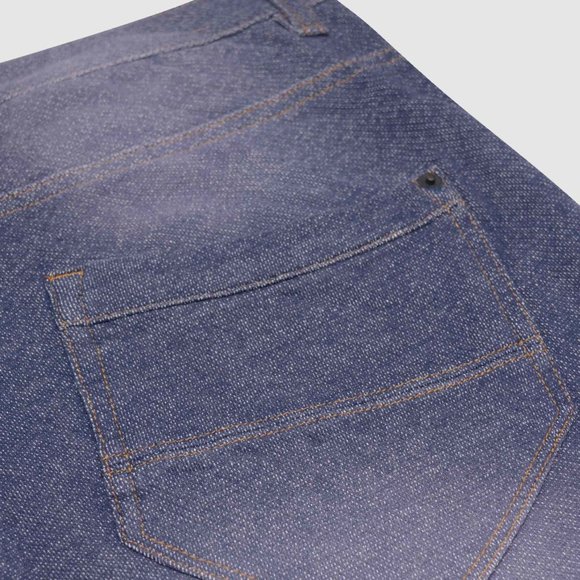 OLGYN Men’s Knitted Blue Denim Shorts Slim Fit - Picture 4 of 5